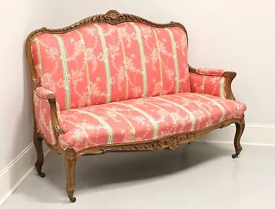 Antique Carved Walnut French Country Louis XV Style Settee On Casters • $1995