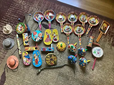 Vintage Life Of The Party Metal Tin Noise Makers Lot Of 28 Plus Misc. • $50