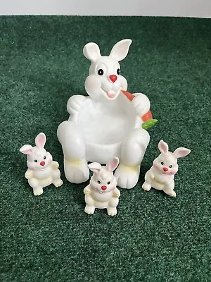 VTG 80s Easter Bunny Toy Decorations Plastic 4 Piece • $24.95