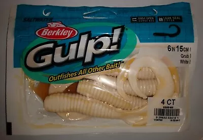 Berkley Gulp 6  Inch Grub White 4 CT Fluke Fishing • $9.99