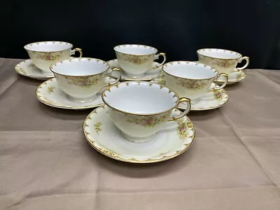 Royal Embassy  LINCOLN  Porcelain ~ Set Of 6 ~ Cups & Saucers ~ 2 1/4  Tall • £46.25