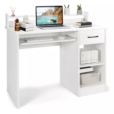 $145.95 • Buy Giantex Computer Desk Study Writing Desk Drawer Shelf Workstation Black/White