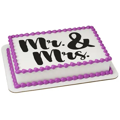 Mr & Mrs Edible Cake Or Cupcake Toppers - Choose Your Size (Wedding Bridal) • $7.95