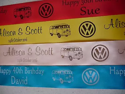 £3.25 • Buy VW Volkswagen Camper Van Personalised Ribbon For Cakes Gifts Etc 45mm Width  