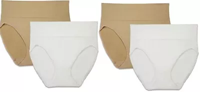 4 Pcs Vassarette Vanity Fair Seamless Smoothing Hi-Cut Panty Wht/Latte Sz- M / 6 • $17.88