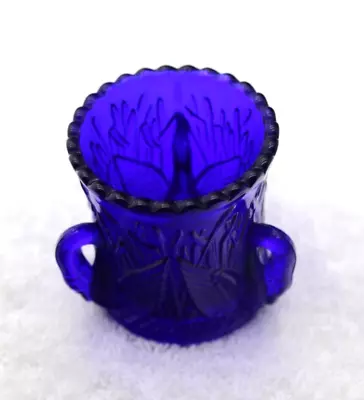 Cobalt Blue Glass Swan Thistle Bud Posy Vase  Vanity Collectable • $49.95