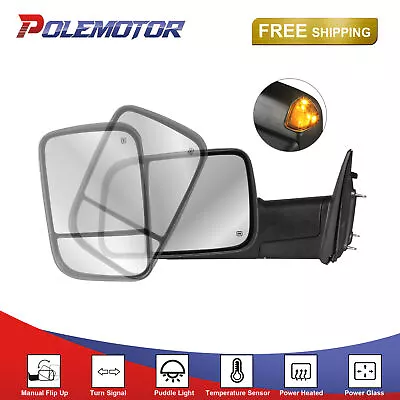 Left Side Power Heated Tow Mirror W/ Turn Signal For Dodge Ram 1500 2500 3500 • $85.91