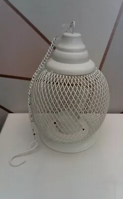 White Wire Tealight Candle Holder Indoor Outdoor Hanging Lantern NEW  • £8.50