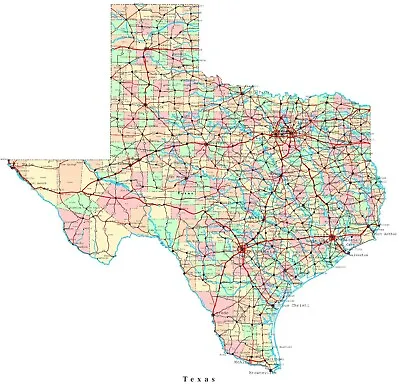 $17.25 • Buy TEXAS State MAP GLOSSY POSTER PICTURE PHOTO BANNER PRINT Road City Usa Tx Dallas