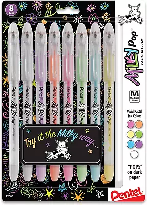 Milky Pop Pastel Gel Pen 0.8Mm Medium Line Assorted Colors Pack Of 8 (K98BP8M • $22.85