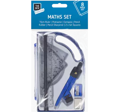 🔥Maths Geometry Set Compass Ruler Protractor Pencil Sharpener Box School Home  • £3.25