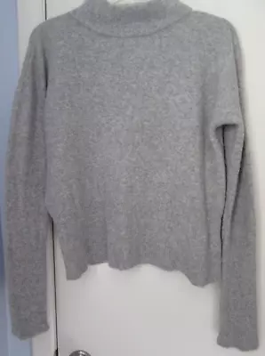 Vineyard Vines Wool/Yak/Nylon Gray Drop Off Shoulder Mock Neck Crop Sweater M • $17.99