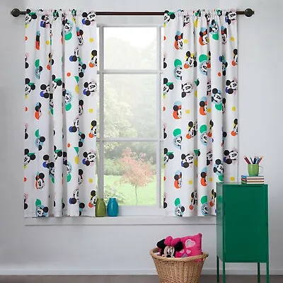 £30 • Buy Disney Official Mickey Mouse 100% Cotton Unlined Pencil Pleat Curtain Set