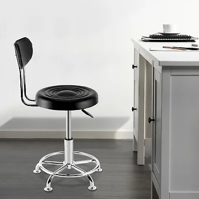 Work Shop Stool Bench Hydraulic Chair Bar Garage Adjustable Height+Back+Footrest • $56.40