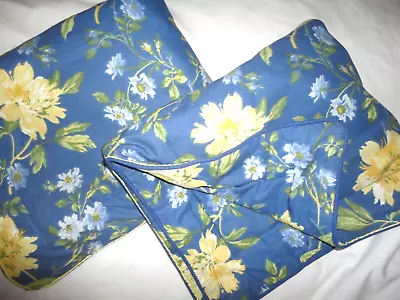 Vintage Laura Ashley Emilie Blue Yellow Floral (2) Standard Pillow Shams 20x26 • $34.40