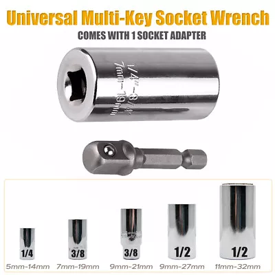 Magical Grip Universal Socket Wrench Spanner + Power Drill Adapter Tool All Size • $18.69