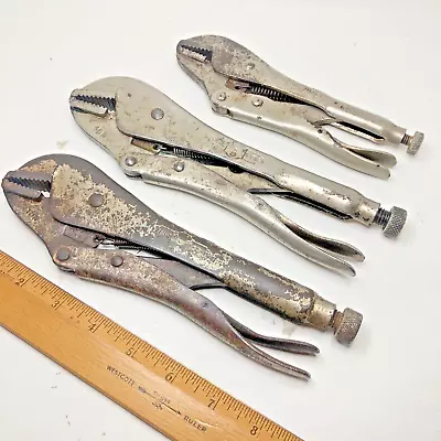 Lot (3) Petersen-Dewitt 10R & 7R Vise-Grip Locking Pliers Set Straight Jaw (USA) • $39.95