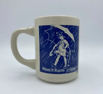 Morton Salt Girl Mug Coffee Tea Logo Advertising Cup 1921 Blue When It Rains • $7