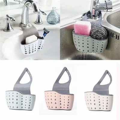 Sink Shelf Soap Sponge Drain Silicone Storage Basket Holder Kitchen Accessorie • £11.40