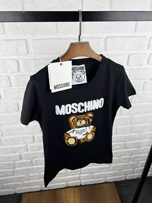 Moschino Couture T-shirts  Black Short Sleeve Embroidered Teddy Bear Toy. Size S • $72.92