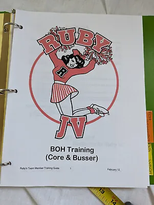 Rubys Diner 50s Style BOH Training Manual Book Back Of House Cook Busser Food Ca • $9