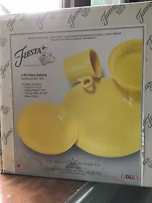 Vintage Fiesta Sunflower 831 320 Yellow 4 Piece Ceramic Dinner Set Fiestaware • $39