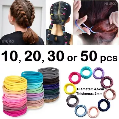 £1.55 • Buy Hair Bands Elastics Bobbles 4.5cm Large Thin Women Girls Kids Endless School Set