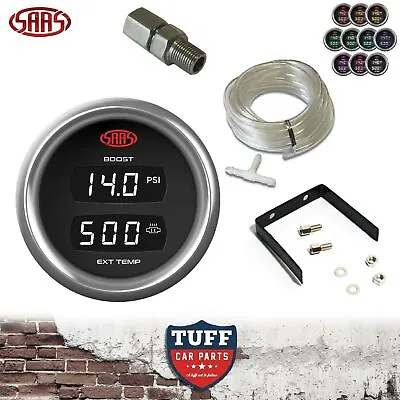 SAAS TRAX Dual Digital Gauge Turbo Diesel Boost & Exhaust Temp Pyro 52mm Black • $169.95