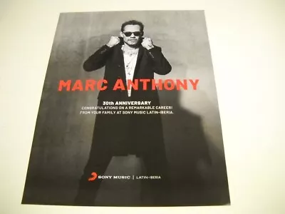 MARC ANTHONY Turning Up His Collar For 30th Anniversary 2021 Promo Poster Ad • $9.95