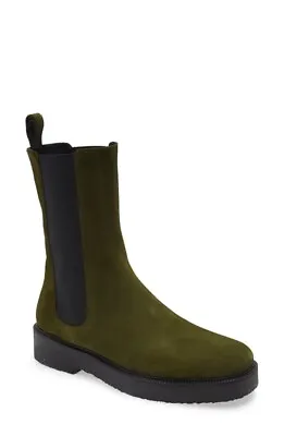 $220 • Buy $500 STAUD Palamino Chelsea Boot PLATFORM OLIVE SUEDE 35 (MD26) RARE