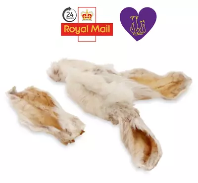 24HR TRACKED  100% Natural Rabbit Ears + Fur De-wormer & Digestive Aid For Dogs • £26.99