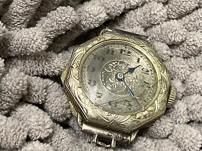 $11.50 • Buy W Art Deco Wristwatch VACO LANGENDORF  16 J 2 Adj  14 K  GF Engraved  Case