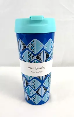 Vera Bradley Go Fish Blue Travel Mug W/ Lid 16 Oz Ocean Themed Pattern • $17.99