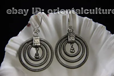 Vintage Tribal Exotic Chinese Handmade Miao Silver Earring • $20
