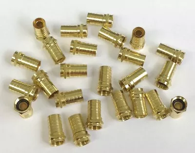 (25) Weatherproof Brass F Type Male Crimp Coax Cable Terminal Connector Adapter • $12.24