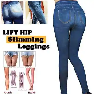 Women's Push Up Leggings Faux Denim Jeans Printing Slimming Leggins Pencil Pants • $15.79