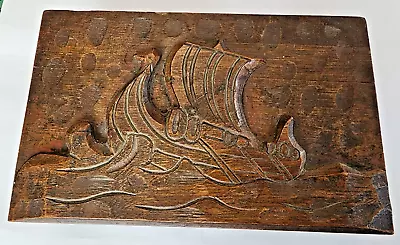 Vintage Viking Ship Carved Wood Box • $80