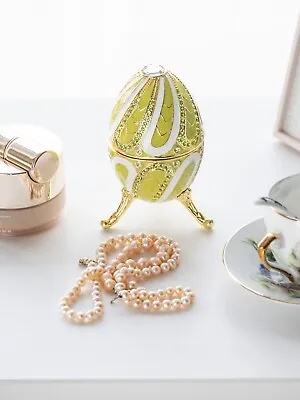 Green Faberge Egg Trinket Box & Music Handmade By Keren Kopal Crystals • $11.50