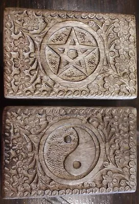 15cmx10cm Carved Wood Box Tarot Card Deck Crystal Wicca Jewelry Engraved Wooden • $43.88