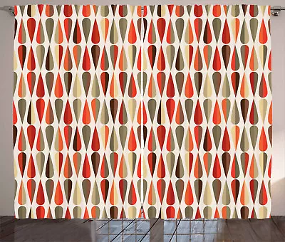 £67.28 • Buy Geometric Curtains 70s Retro Style Decor Window Drapes 2 Panel Set 108x90 Inches