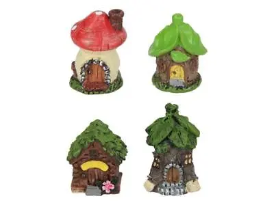 Miniature Fairy Garden House Mini Fairy House Cottage Mushroom House Set Of 4 • $10.04