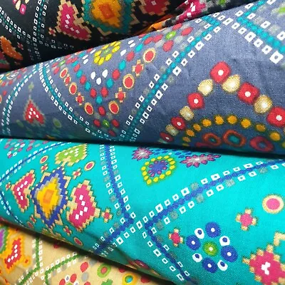 100% Cotton Material Kalamkari Linen Blend Dress Craft Quilting Fabric 44  Meter • £4.30