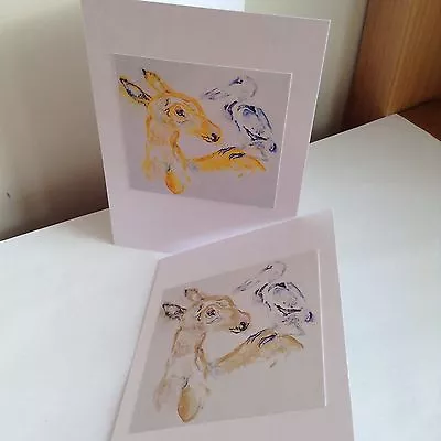 2 X Deer & Pelican Bird Art Greetings Card Prints • £4.80