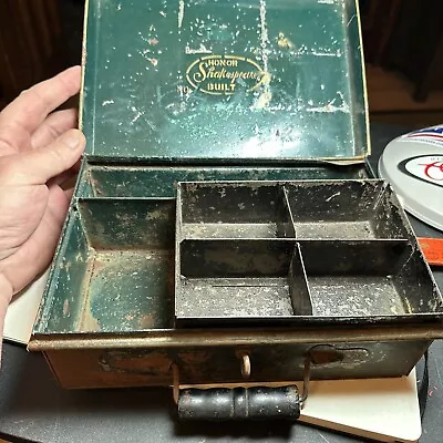 Vintage Shakespeare Tin Antique Tackle Box - Complete With Trays And Marked Lid • $15.50