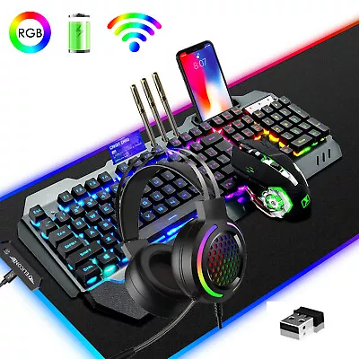 RGB Wireless Gaming Keyboard Mouse And Wired Headset And Mat For PC PS4 Xbox PS5 • $104.39