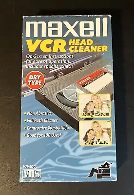 Maxell VCR Head Cleaner  Camcorder Compatible VHS VP-100 Dry Tape In Box • $5.95