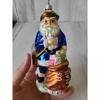 Radko Merry Mailman Santa Mail Carrier Post Office Ornament Glass Vintage • $68.17