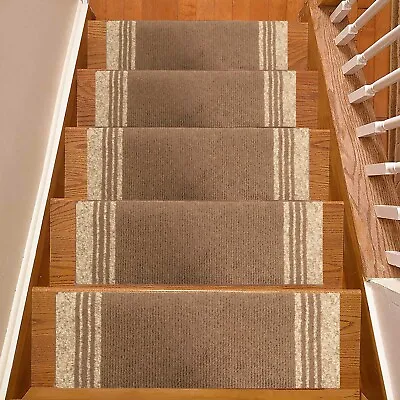 Custom Size Out/Indoor Collection Washable Non Slip Brown Stair Treads Set Of 13 • $170.99