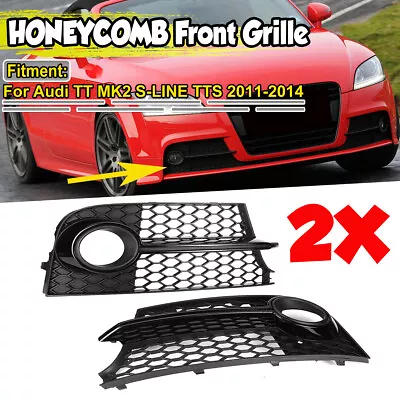 Front Bumper Fog Light Grille Cover HONEYCOMB For Audi TT MK2 S-LINE TTS 2011-14 • $61.74