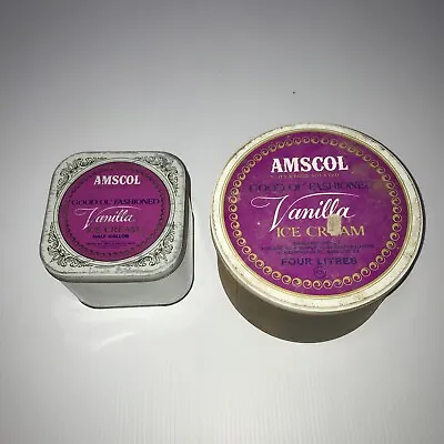 Vintage Amscol Vanilla Ice Cream Tins As Is • $70